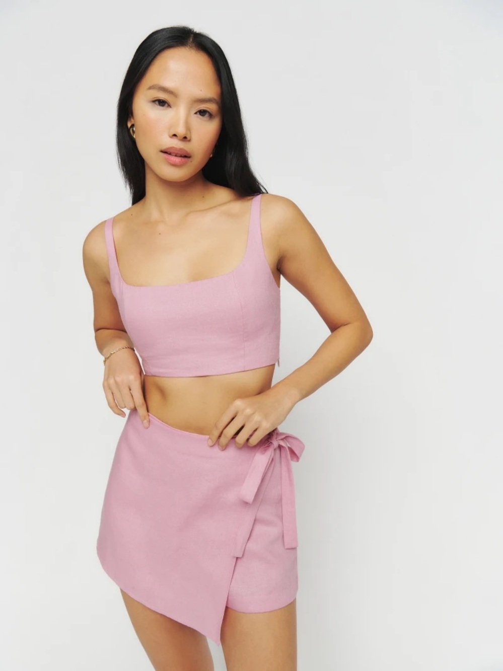Reformation France Pink Two-Piece Linen Set - Picture 2 of 4
